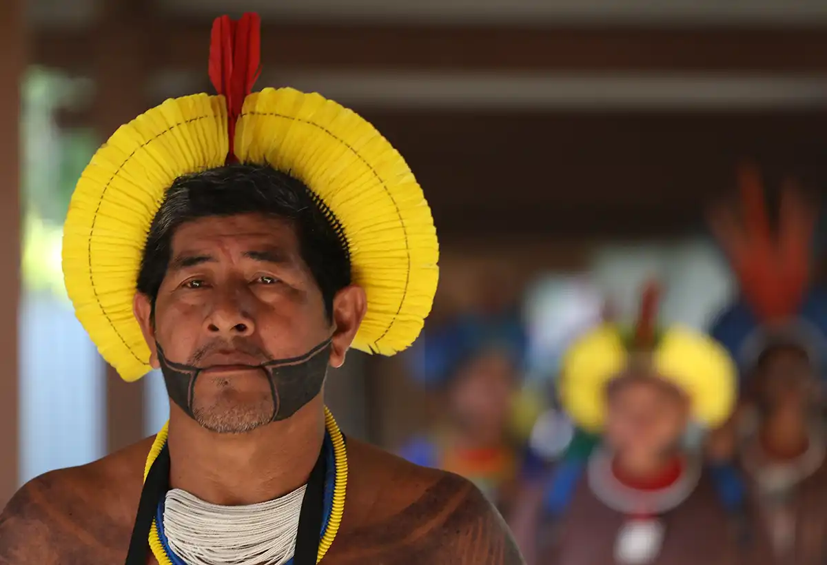 Belém - Indigenous people attend a meeting at the COP Village during the 30th Conference of the Parties (COP30). Photo by Aline Massuca/COP30